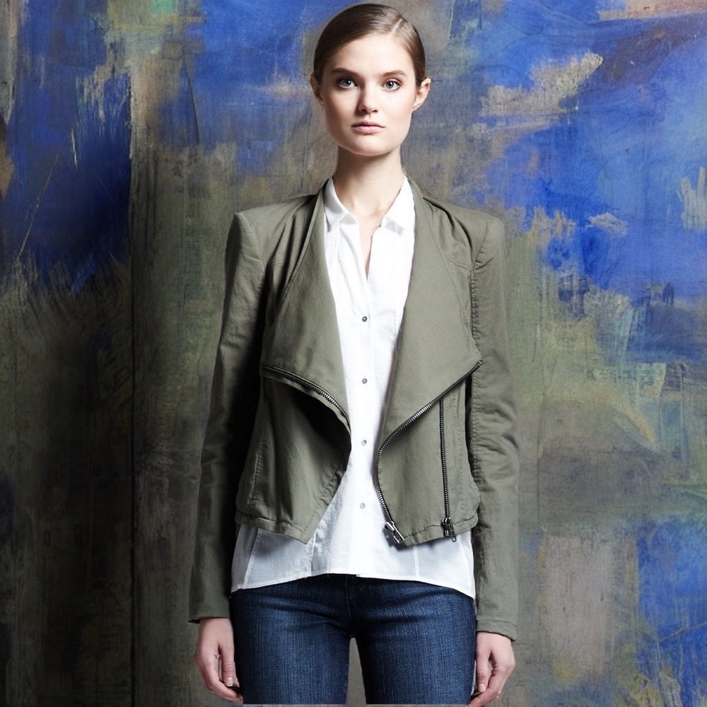 HELMUT Helmut Lang Bellow Washed Poplin Motorcycle Jacket - Size SM